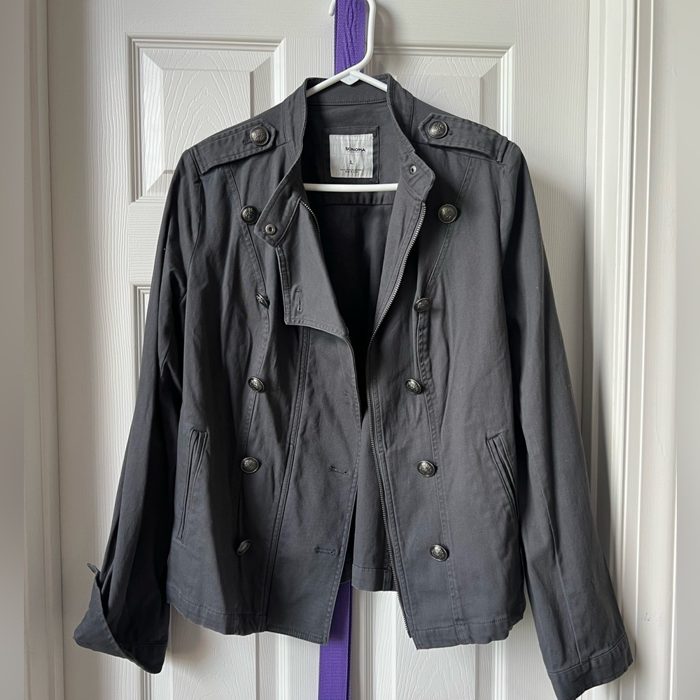 Sonoma Double-Breasted Military-Style utility jacket — Gray